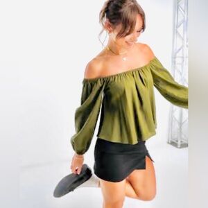 Olive Green off-the-shoulder TOP